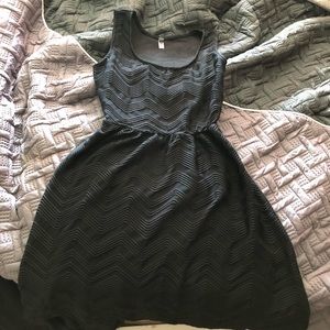 Black Zig Zag Ribbed Skater Dress